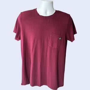RAGS Large Casual Pocket Tee Burgundy Regular Fit Short Sleeve